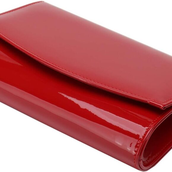 Patent Leather Flap Clutch Classic Elegant Evening Bag Chic Dress Purse - Picture 5 of 7